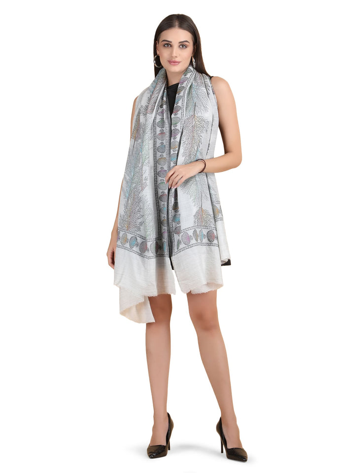 Twig 100% Fine Wool Stole- 270 - White