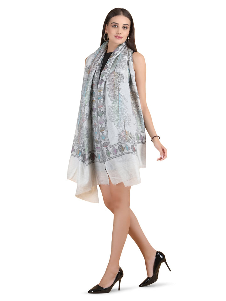 Twig 100% Fine Wool Stole- 270 - White