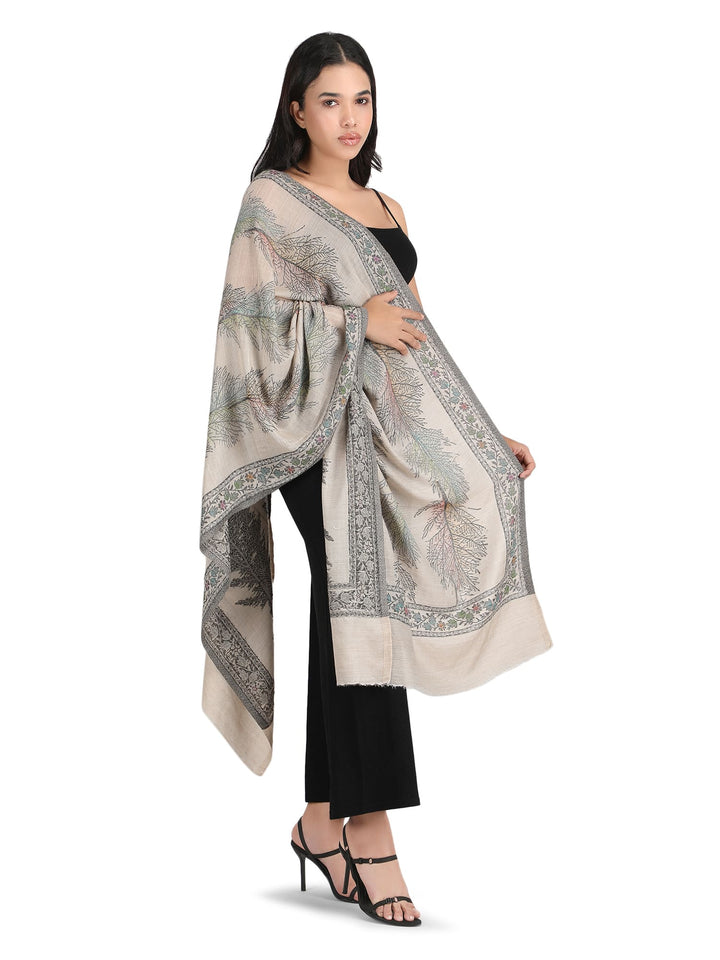 Twig 100% Fine Wool Stole- 271 - Beige