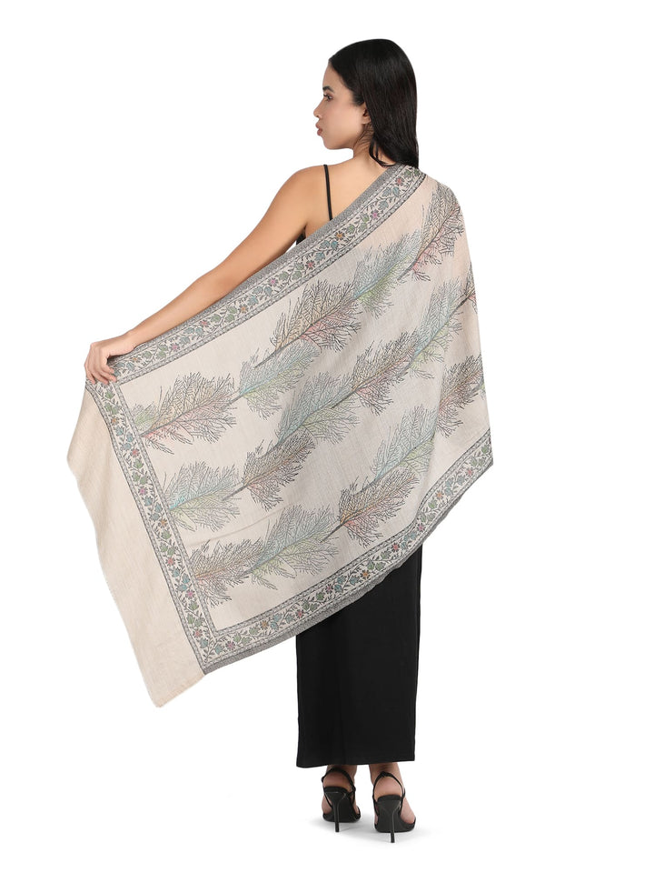 Twig 100% Fine Wool Stole- 271 - Beige