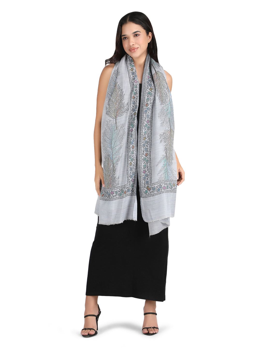 Twig 100% Fine Wool Stole- 273 - Denim Blue