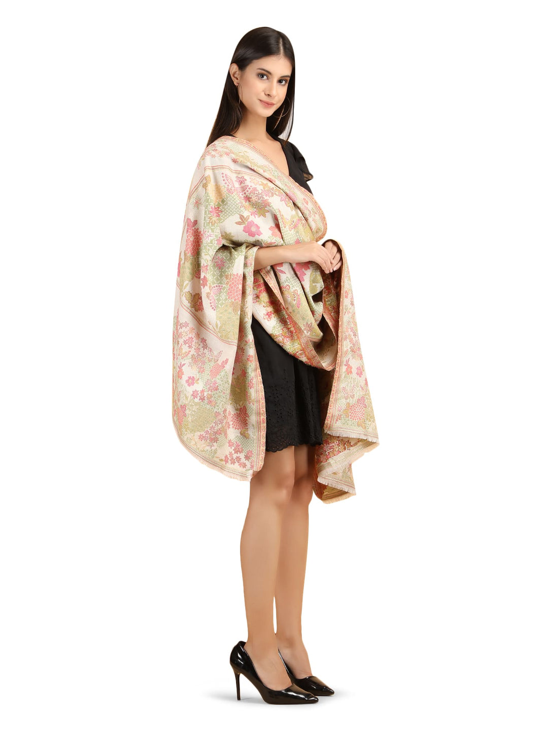 Him/Her Gardenia Modal Zari Stoles- 275 - White