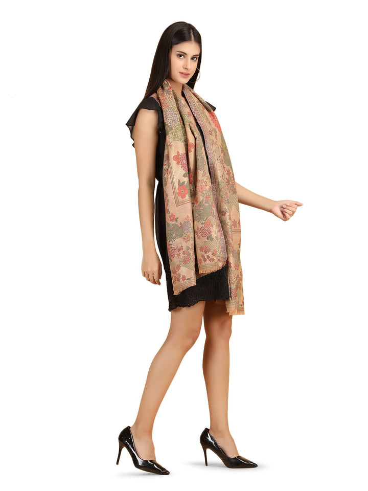 Him/Her Gardenia Modal Wool Zari Stoles- 276 - Beige