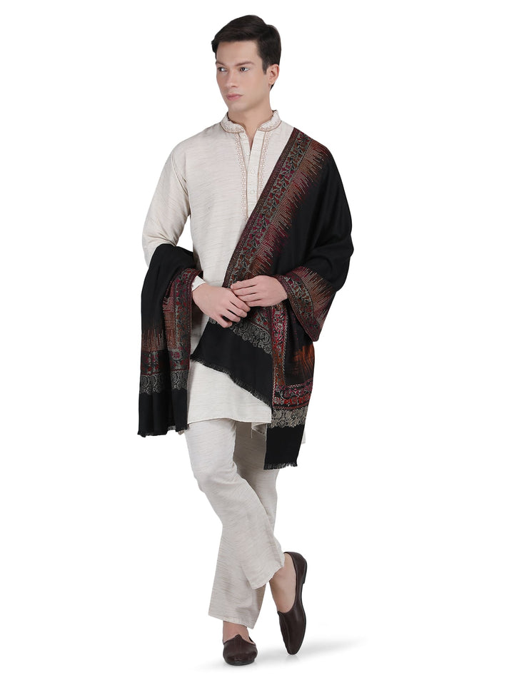 Him/Her Crystal Lines Modal Stole- 283 ( Black)
