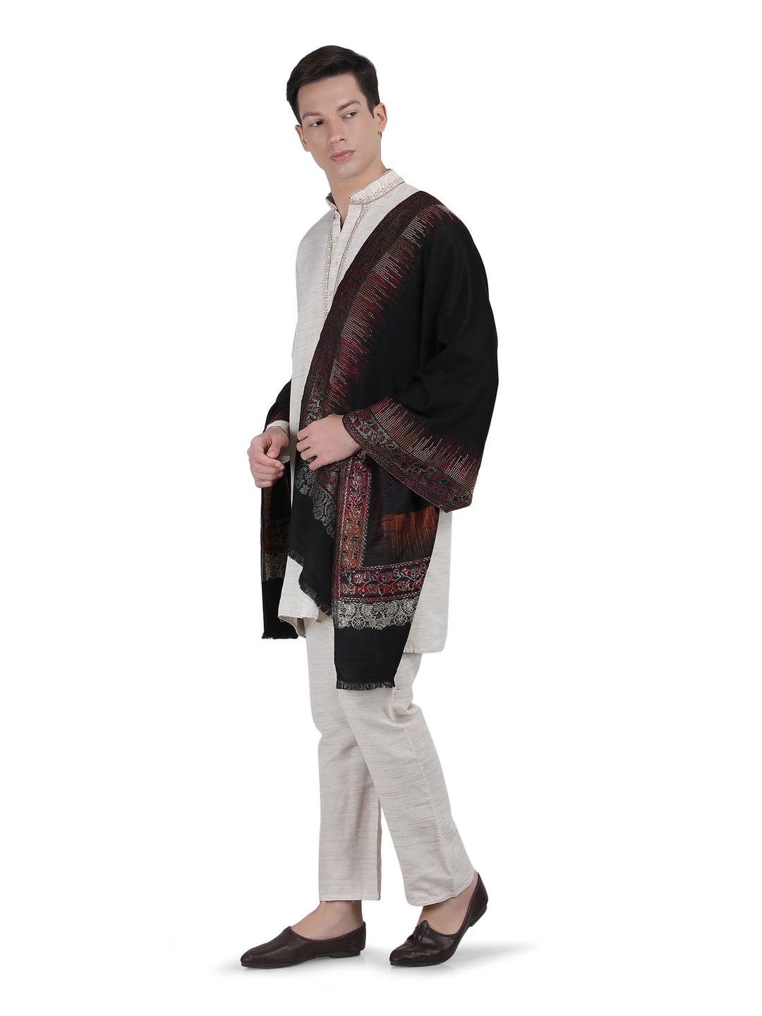 Him/Her Crystal Lines Modal Stole- 283 ( Black)