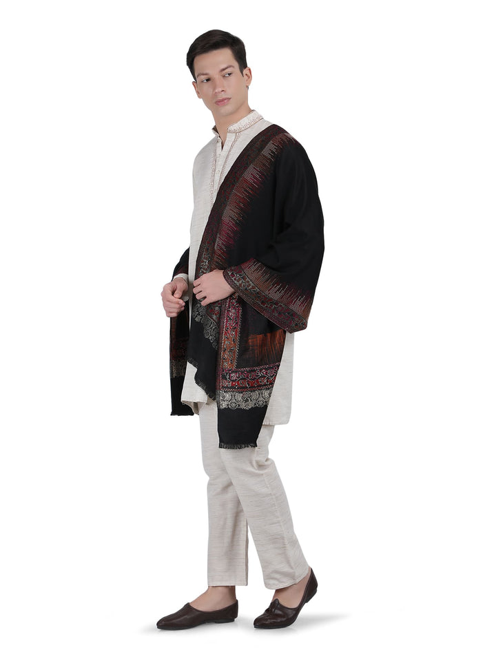 Him/Her Crystal Lines Modal Stole- 283 ( Black)