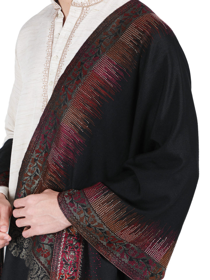 Him/Her Crystal Lines Modal Stole- 283 ( Black)