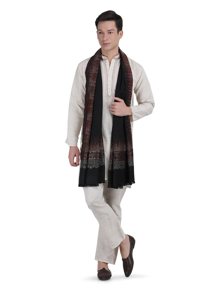 Him/Her Crystal Lines Modal Stole- 283 ( Black)