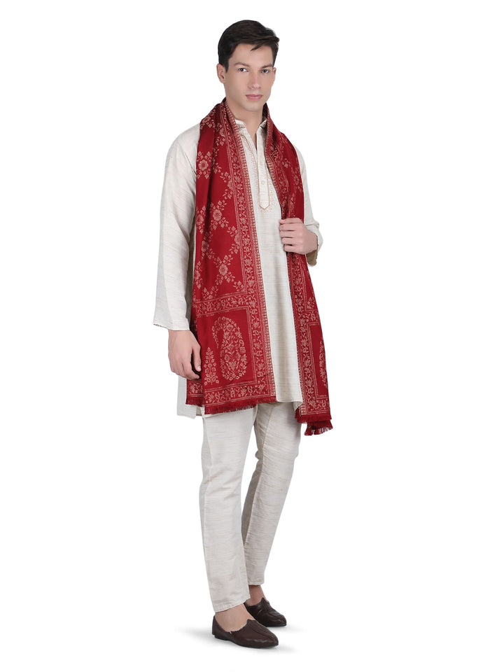 Him/Her Paisley Jaal Modal Stole- 284 (Red)