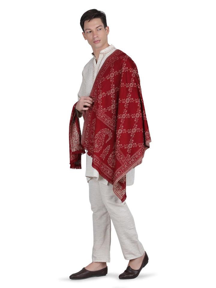 Him/Her Paisley Jaal Modal Stole- 284 (Red)