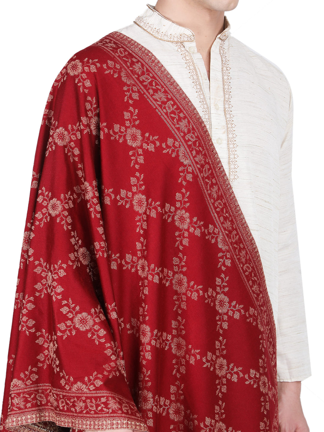 Him/Her Paisley Jaal Modal Stole- 284 (Red)