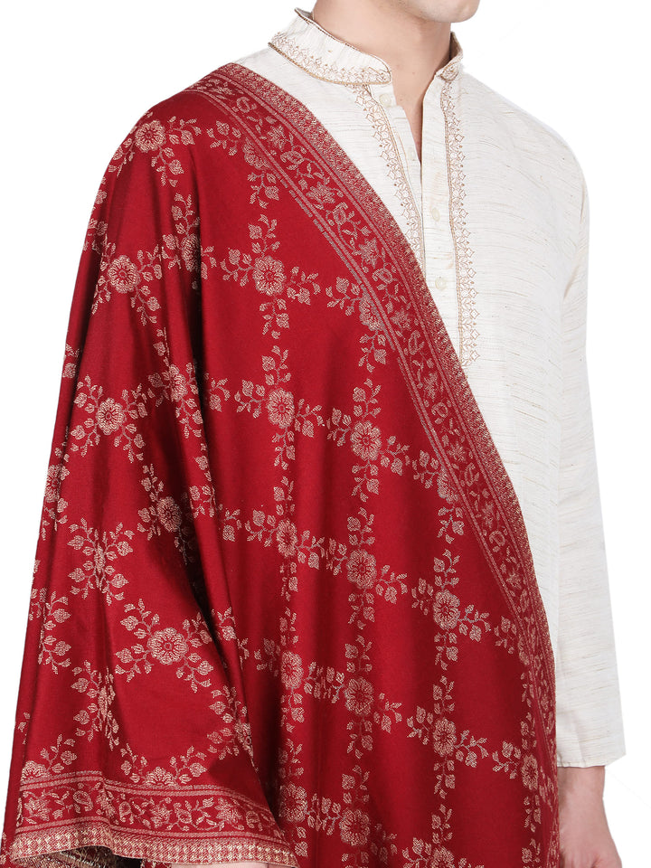 Him/Her Paisley Jaal Modal Stole- 284 (Red)