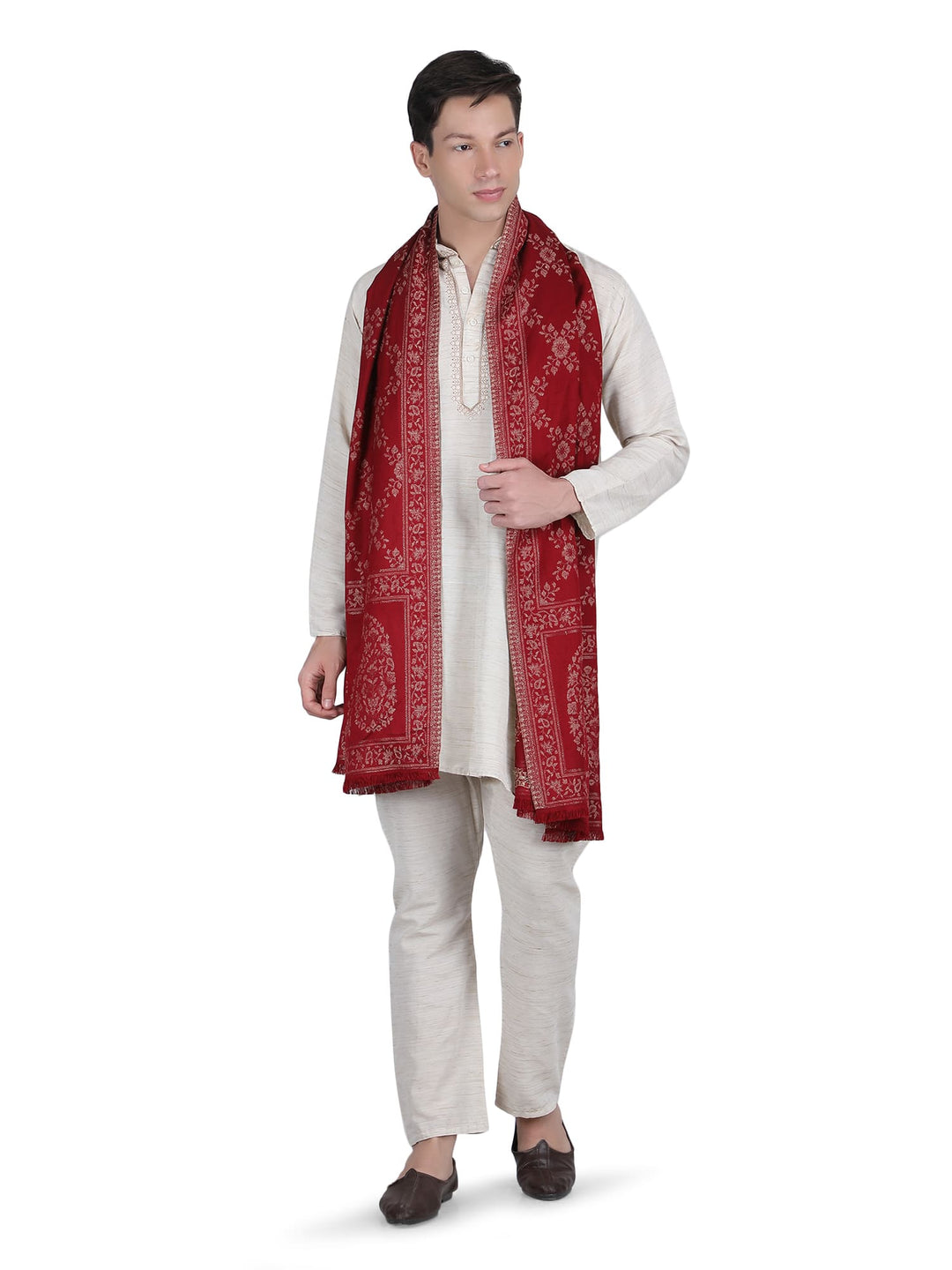 Him/Her Paisley Jaal Modal Stole- 284 (Red)