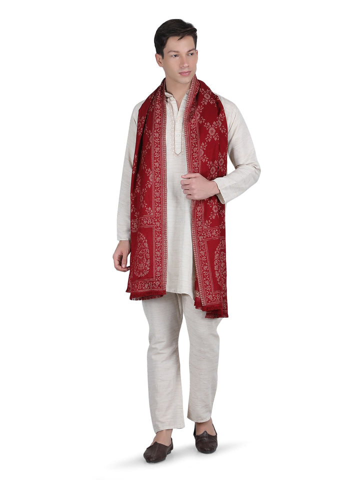 Him/Her Paisley Jaal Modal Stole- 284 (Red)