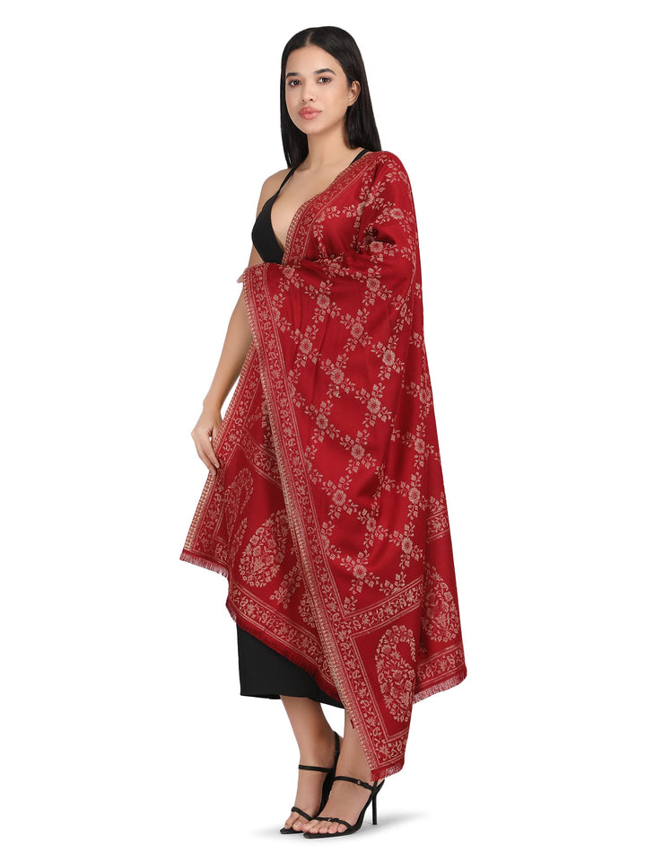 Him/Her Paisley Jaal Modal Stole- 284 (Red)