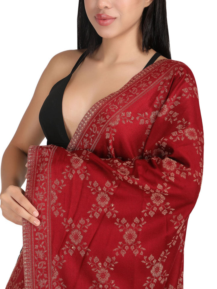 Him/Her Paisley Jaal Modal Stole- 284 (Red)