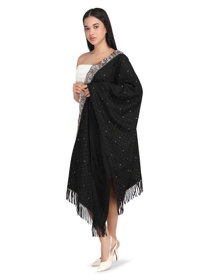 Bunny Crystals Acro Wool Stole- 293 - Black