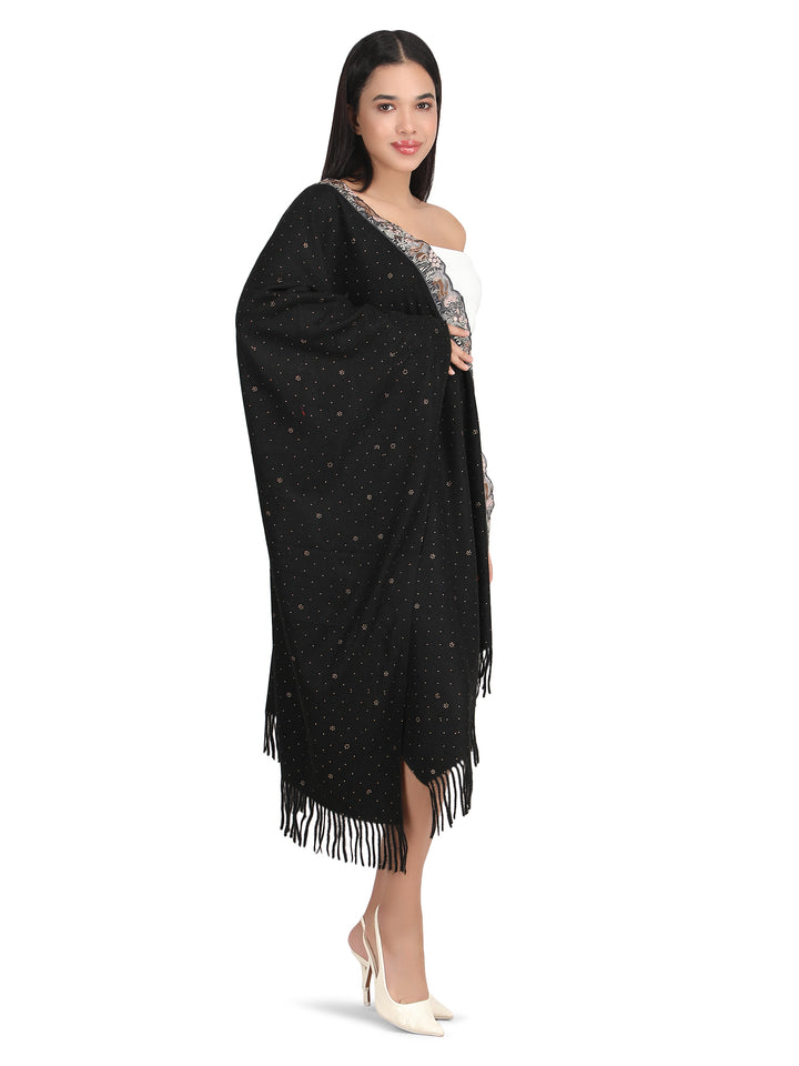 Bunny Crystals Acro Wool Stole- 293 - Black