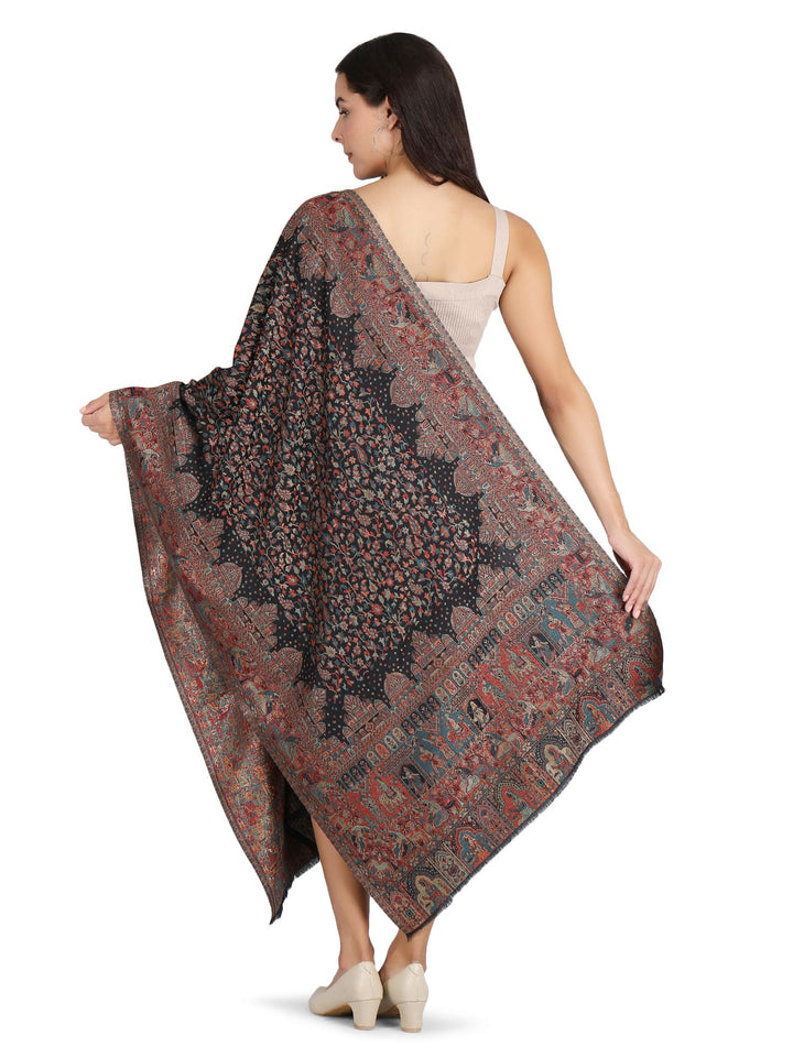 Him/Her Kani Mughal Modal Wool Stole - Black