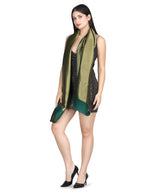 Him/Her Green Zari Reversible 100% Fine Wool Stole- 309