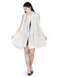 Jaal Crystals 100% Fine Wool Stole - 318- White