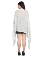Jaal Crystals 100% Fine Wool Stole - 318- White