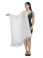 Crystal & Feather Fine Wool Stole - Ivory
