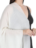 Crystal & Feather Fine Wool Stole - Ivory