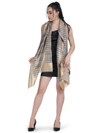 Beige & Brown Zari Leheriya Stole - Reversible- 328