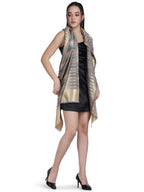 Beige & Brown Zari Leheriya Stole - Reversible- 328