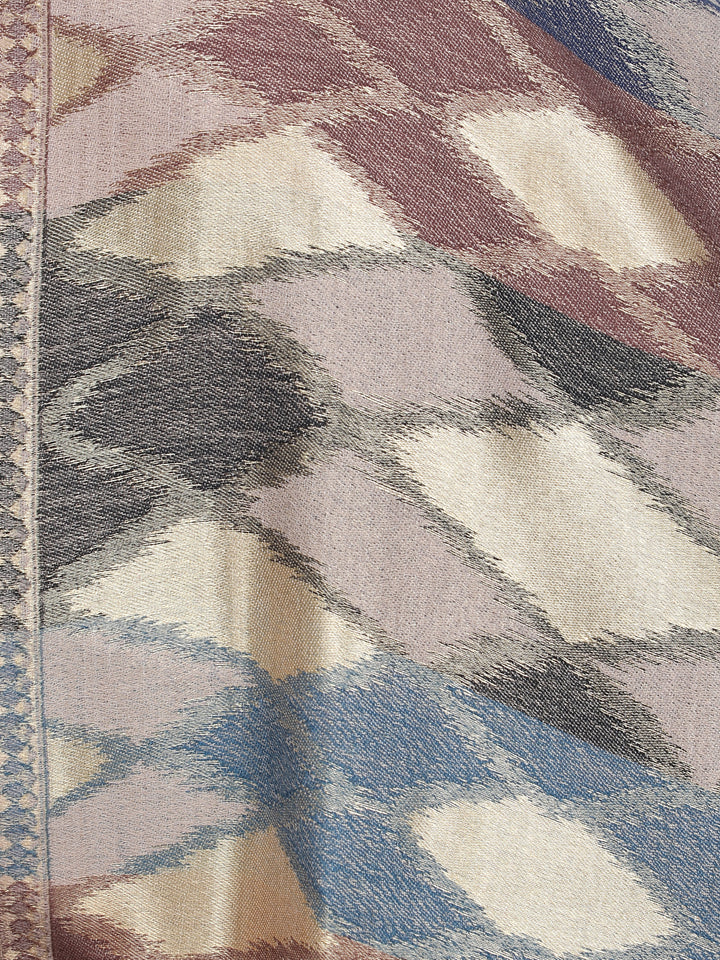 Noor Ikat Weave Shawl With Zari - Brown & Beige- 157