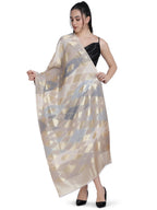 Noor Zari Ikat Weave 100% Fine Wool Shawl - Beige -  160
