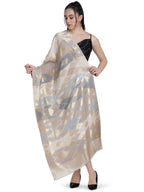 Noor Zari Ikat Weave 100% Fine Wool Stole - Beige -  332