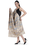 Noor Zari Ikat Weave 100% Fine Wool Shawl - Beige -  160