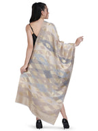 Noor Zari Ikat Weave 100% Fine Wool Stole - Beige -  332