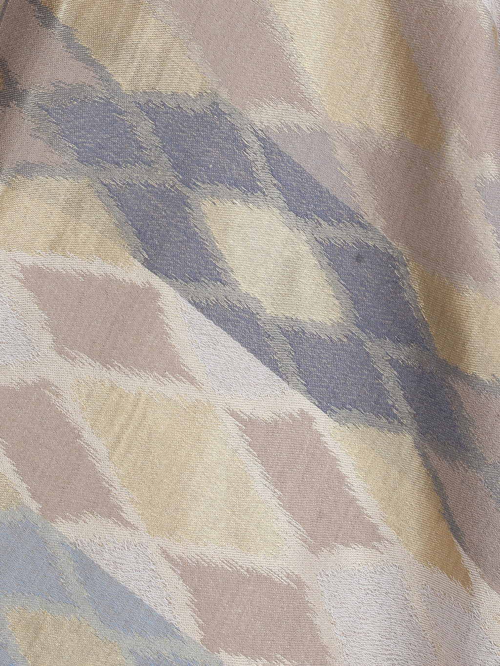 Noor Zari Ikat Weave 100% Fine Wool Shawl - Beige -  160