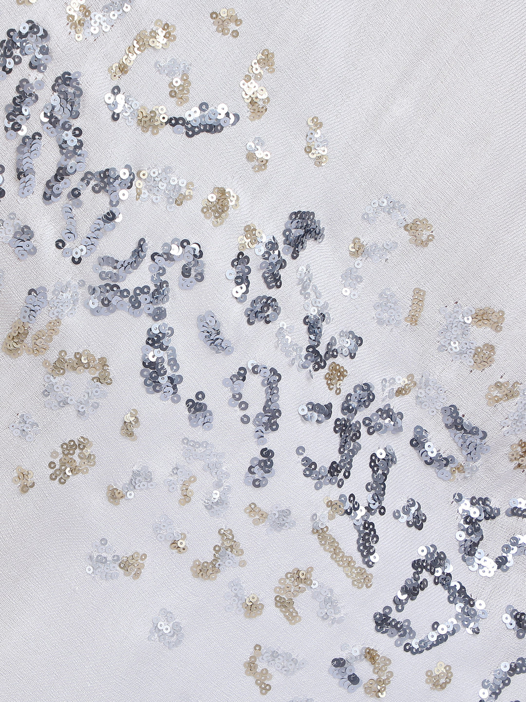 Animal Sequins 100% Fine Wool Stole - (White) - 334