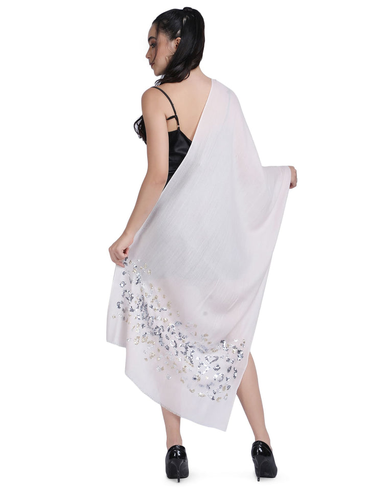 Animal Sequins 100% Fine Wool Stole - ( pink ) - 335