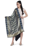 Navy Blue Zari Leheriya Stole - Reversible- 337