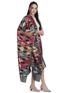Noor Zari Ikat Weave 100% Fine Wool Stole - Multicolour- 338