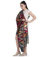 Noor Ikat Weave Shawl With Zari - Multicolour-156