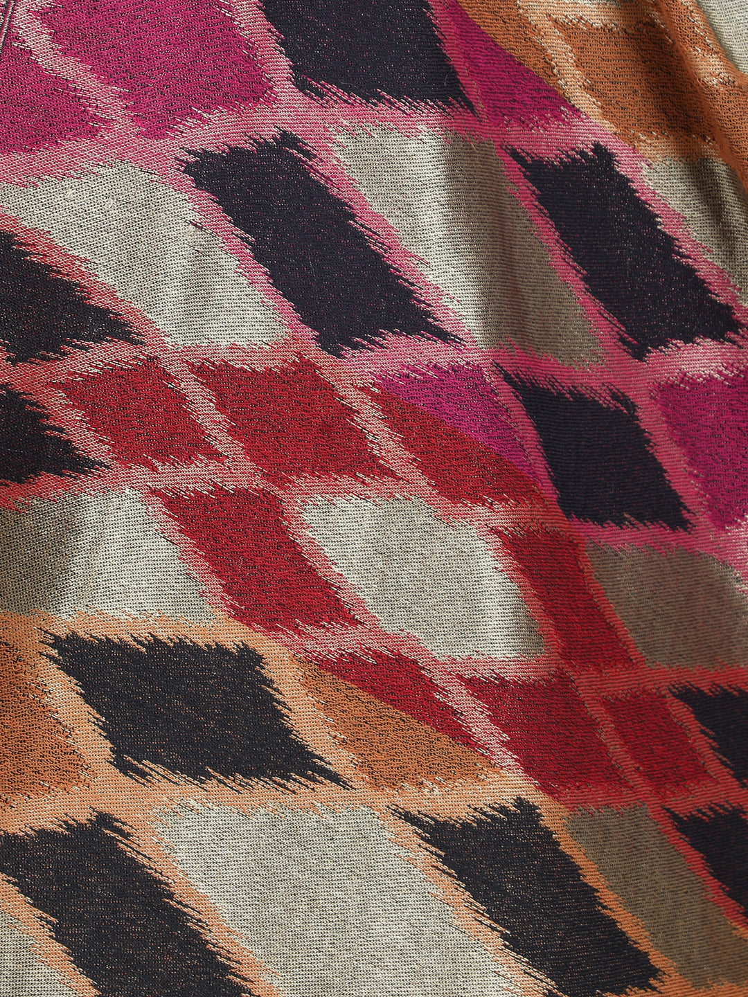 Noor Ikat Weave Shawl With Zari - Multicolour-156