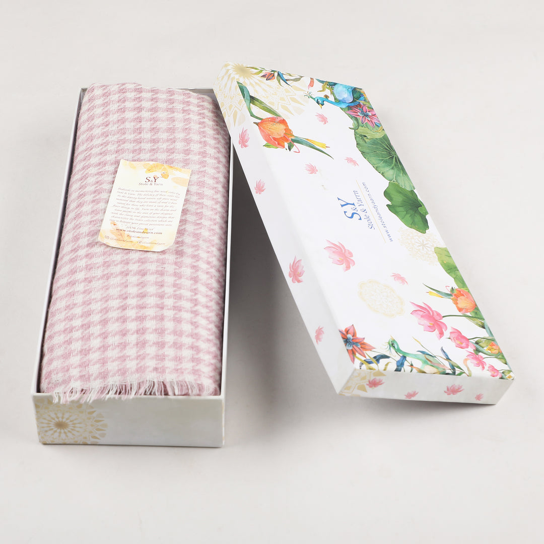 Pink Tweed Fine Wool Stole - 342