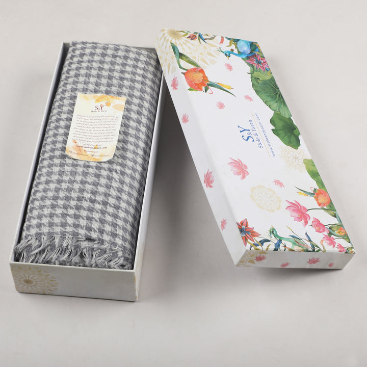 Grey Tweed Fine Wool Stole - 343