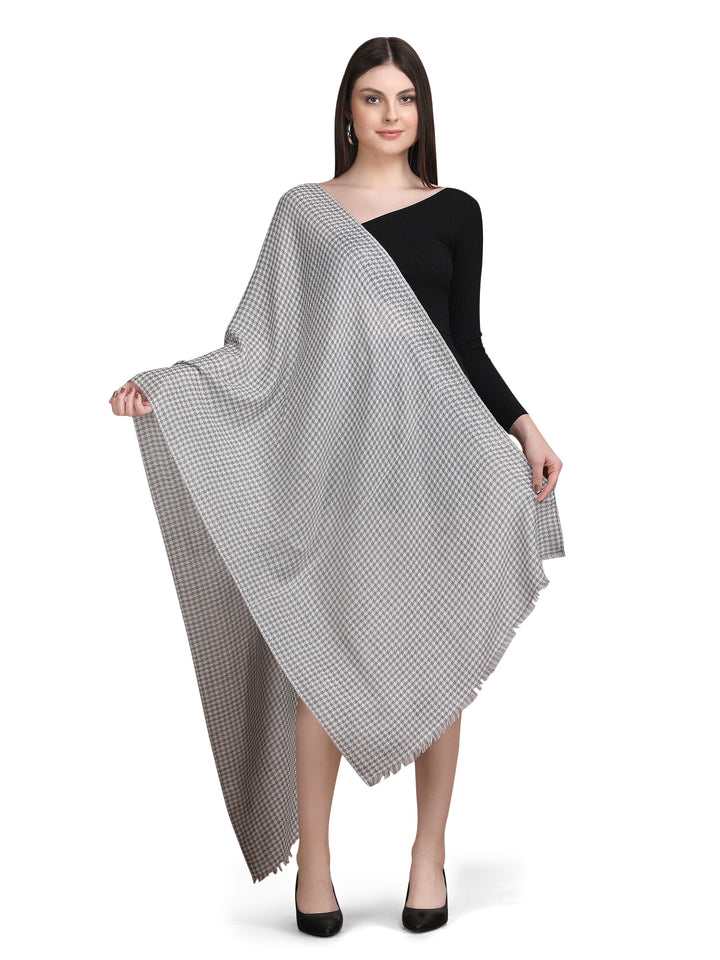 Grey Tweed Fine Wool Stole - 343