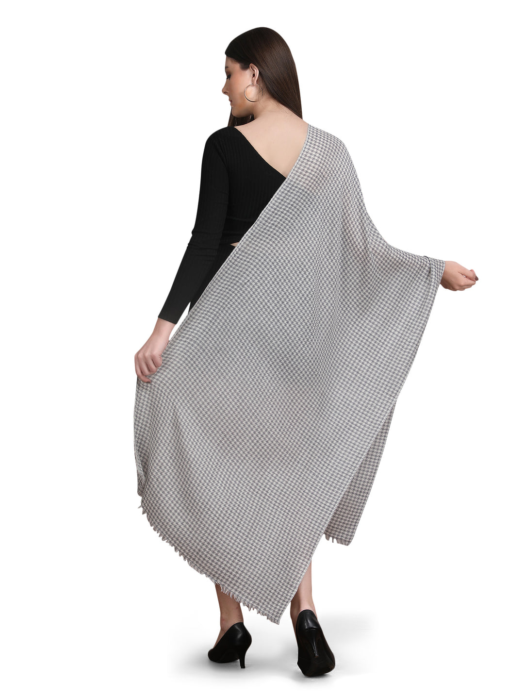 Grey Tweed Fine Wool Stole - 343