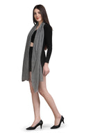 Black Tweed Fine Wool Stole - 344