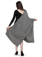 Black Tweed Fine Wool Stole - 344