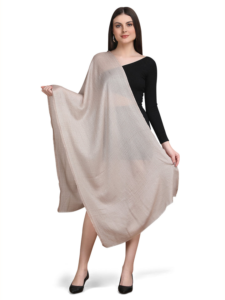 Beige Tweed Fine Wool Stole - 345