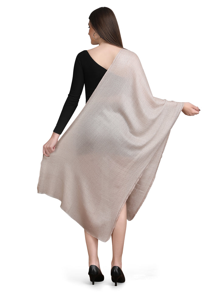 Beige Tweed Fine Wool Stole - 345